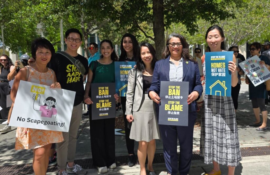 Stop AAPI Hate (Nick Gee and Shanti Elise Prasad) with Bethany Li of AALDEF and community members.