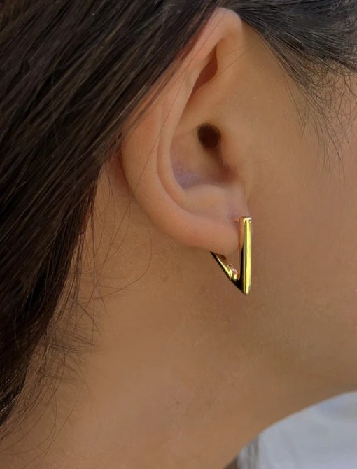 Sonia Hou Achieve Triangle Huggie Earrings
