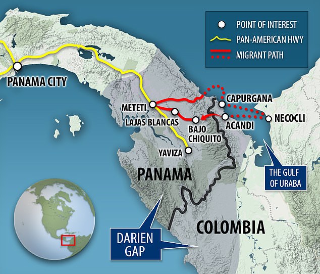 The Darien Gap is lawless and deadly, with armed and violent gangs robbing and raping the desperate travelers. This map shows the journey many of the migrants are making