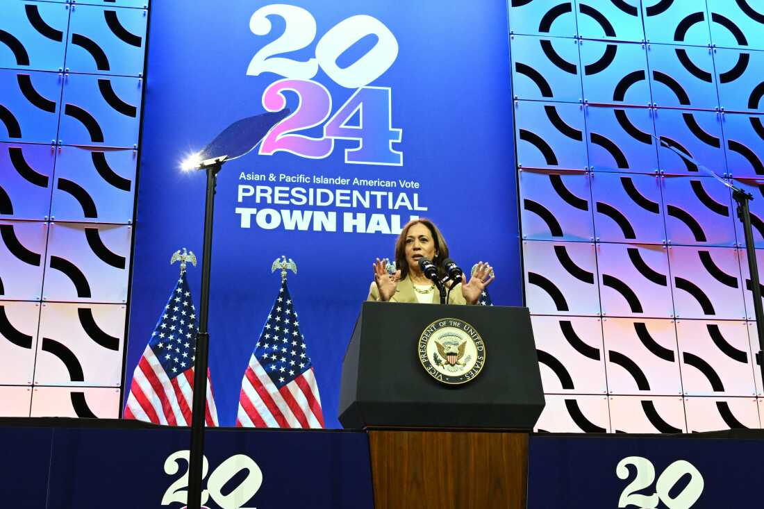 Vice President Harris speaks during a campaign event for President Biden in Philadelphia on July 13, 2024.