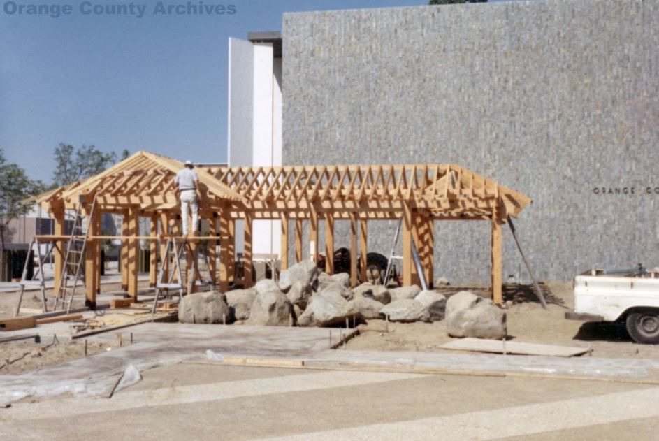 Construction of the Santa Ana Japanese Tea House and Garden. 