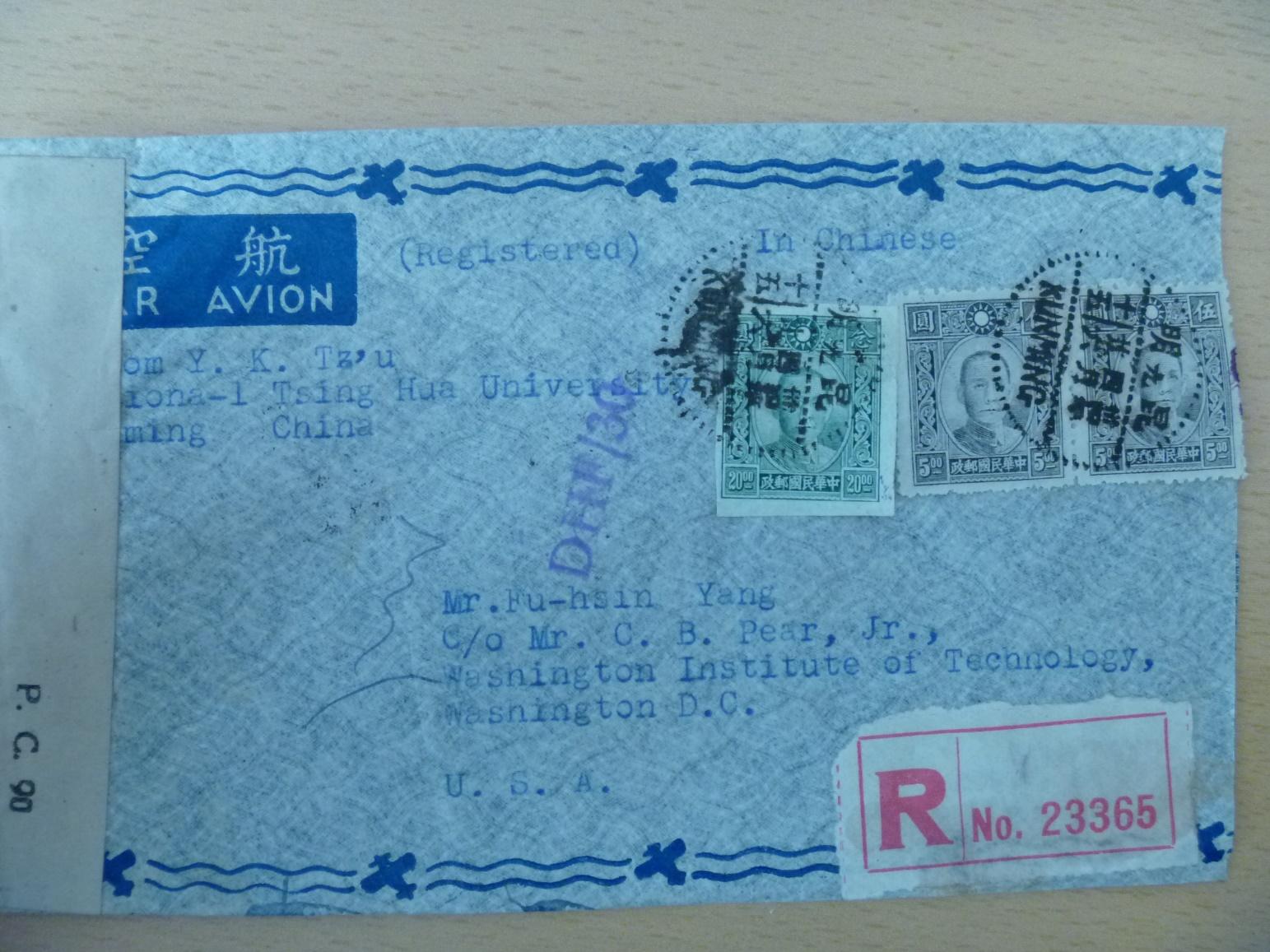 A blue envelope with stamps on it

Description automatically generated