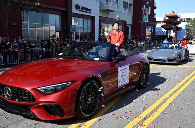 Rep. Judy Chu, D-Pasadena, waves to the crowds during the 124th annual Golden Dragon Parade celebrating the Lunar New Year in Chinatown in Los Angeles on Saturday, Jan. 28, 2023. (Photo by Keith Birmingham, Pasadena Star-News/ SCNG)